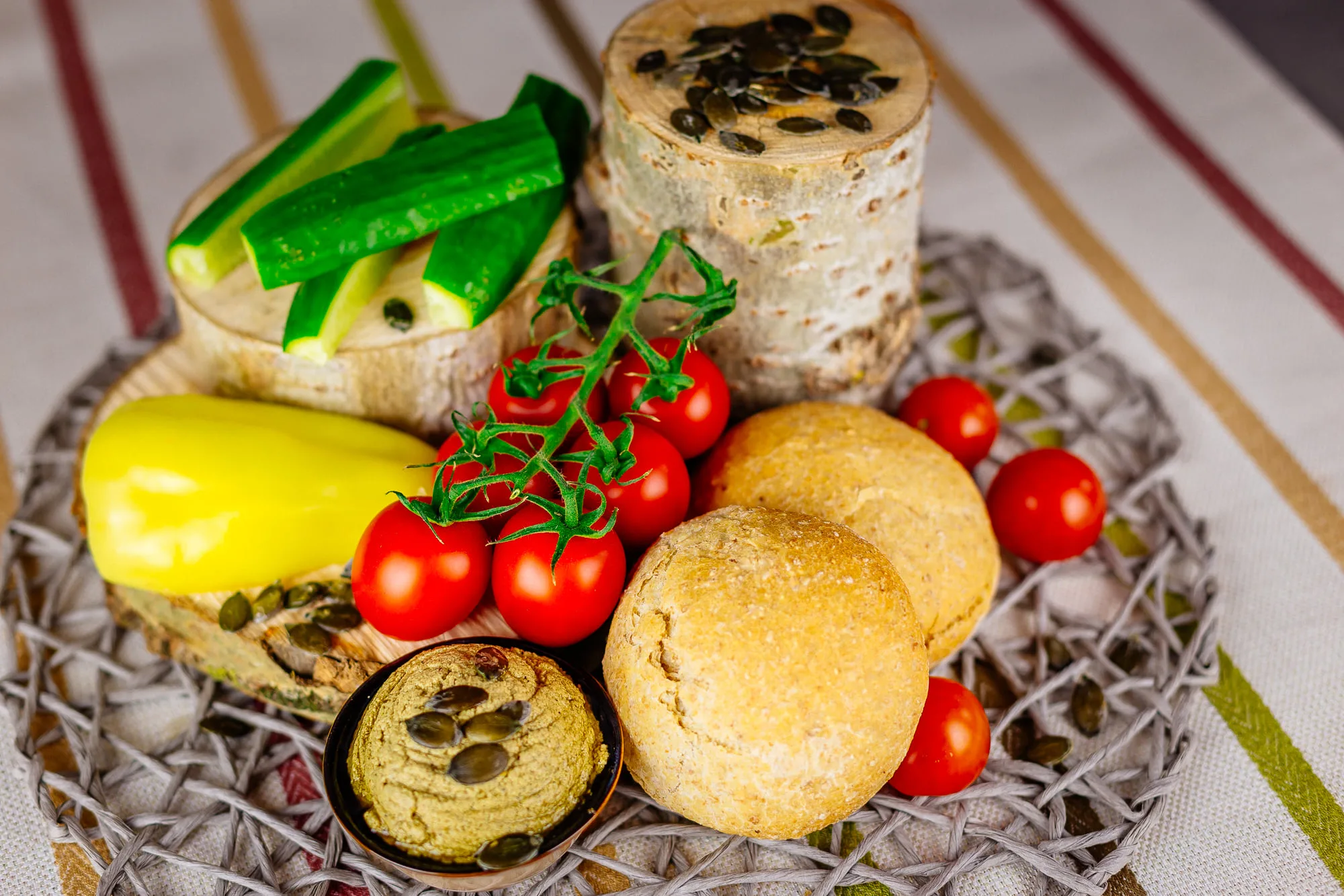 Fresh vegetarian food spread