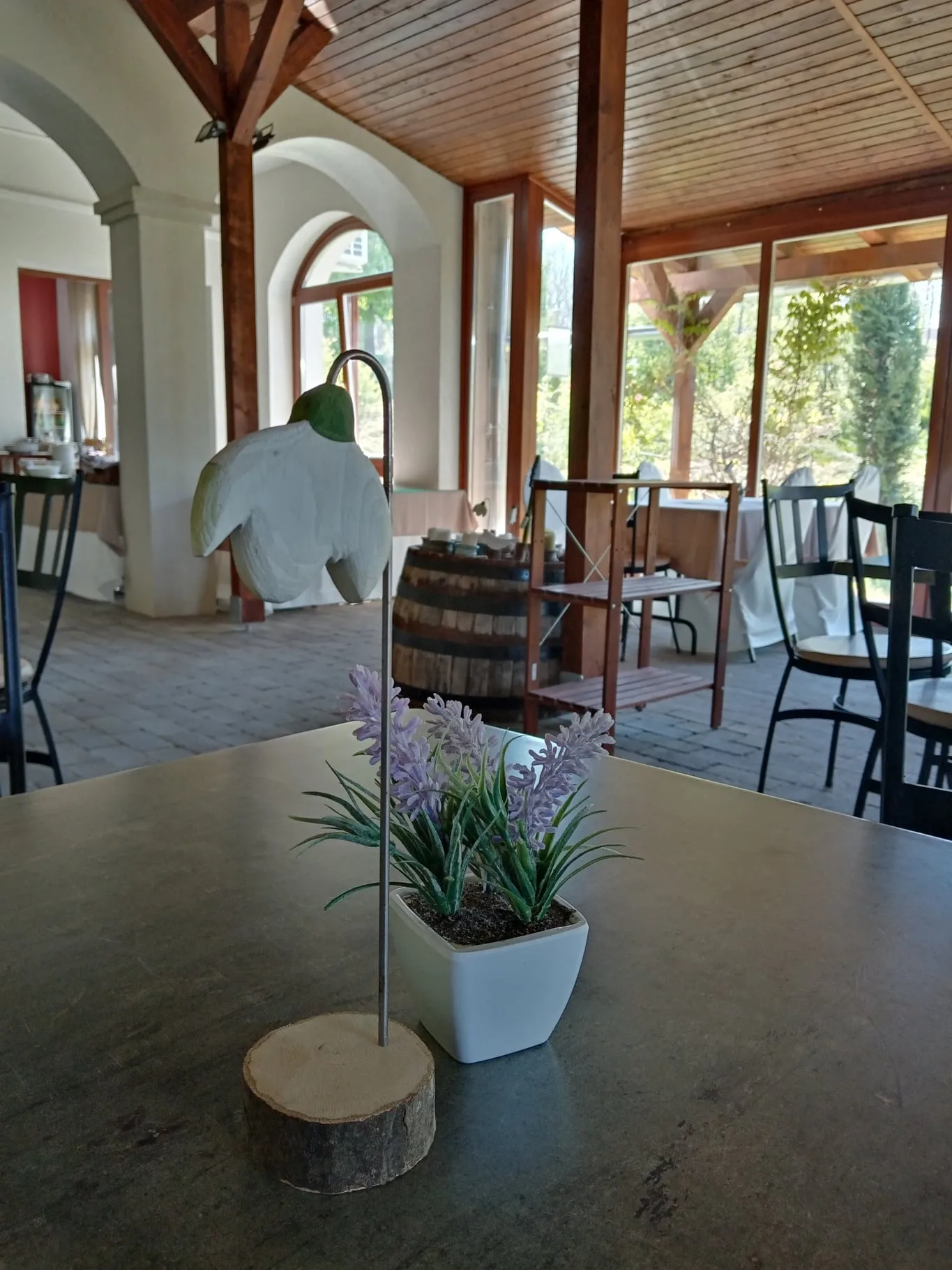 Restaurant table with flower